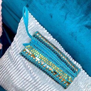 Bohemian style turquoise clutch